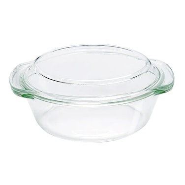 Borosil, Glass Round Casserole with Lid, Transparent, 1.5L