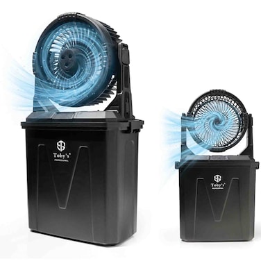 توبي مروحة رذاذ محمولة بسعة 9 لترات وبطارية 20000 مللي أمبير، مروحة تبريد قابلة لإعادة الشحن - أسود