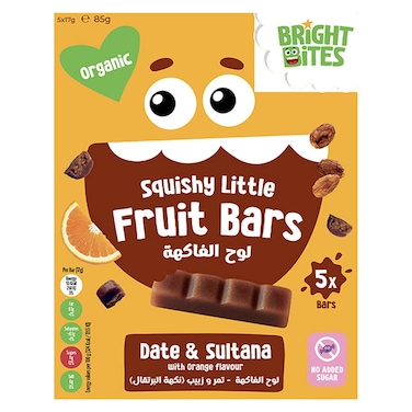 Bright Bites Organic No Added Sugar Squishy Little Fruit Bars, Date and Sultana, 17g Pack of 5
