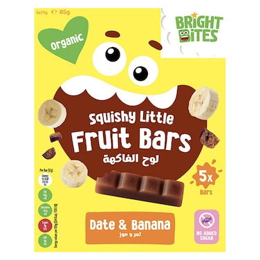 Bright Bites Organic No Added Sugar Squishy Little Fruit Bars, Date and Banana, 17g Pack of 5