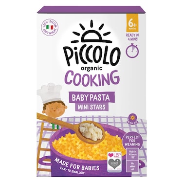 Piccolo Organic Cooking No Added Salt Mini Stars Baby Pasta, 6 Months+, 300g