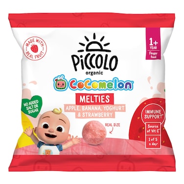 Piccolo Organic No Added Salt or Sugar Melties Apple, Banana, Yoghurt and Strawberry Finger Food, 1 Year+, 6g