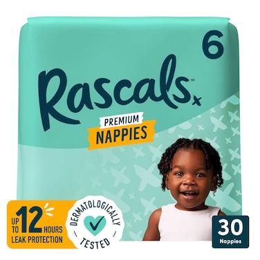 Rascals Premium Taped Nappies, Size 6 (15-20 kg), 30 Count - Hydrolock Core