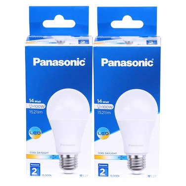 Panasonic LED Glass Lamp Bulb, Cool Daylight, 14 W, E27, 2 PCS