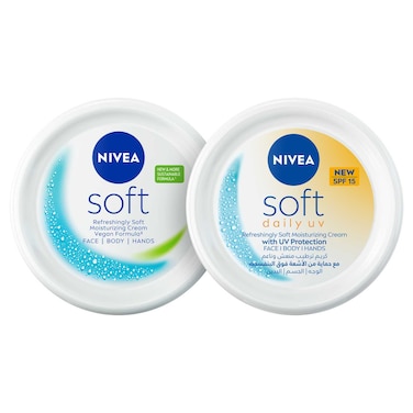 NIVEA Soft Daily UV Protection with SPF15, Jar 200ml + NIVEA Soft Moisturising Cream, Jar 200ml