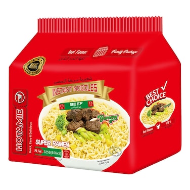 هوتامي سوبر رامن نودلز سريعة التحضير باللحم البقري، 65 غرام حزمة من 5
