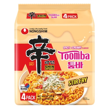 Nongshim Shin Ramyun Gourmet Spicy Toomba Spicy and Creamy Flavour Stir Fry Noodles, 137g Pack of 5