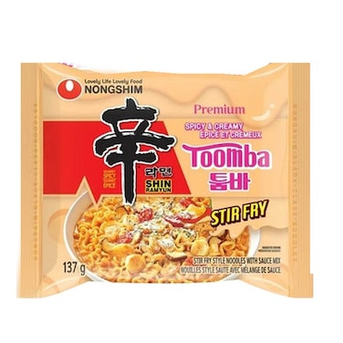 نونغشيم توومبا نودلز مقلية بطعم حار وكريمي، 137 غرام حزمة من 5
