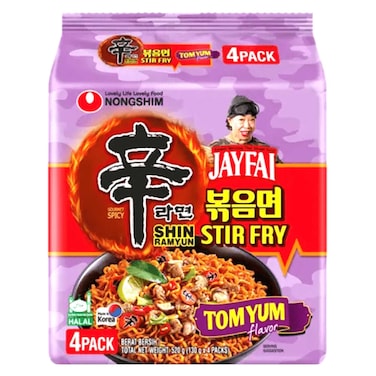 Nongshim Shin Ramyun Gourmet Spicy Jayfai Tomyum Stir Fry Noodles, 130g Pack of 4