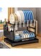 Trade Sustainable Modern Metal Kitchen Dish Rack with Drain Storage, Countertop Chopsticks and Cup Multifunction Rack