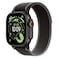 Apple Watch Ultra 3 49 mm Smartwatch, GPS + Cellular, Black Titanium Case with Black/Charcoal Trail Loop, Medium/Large