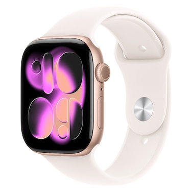 Apple Watch Series 11 42 mm Smartwatch, GPS + Cellular, Rose Gold Aluminum Case with Light Blush Sport Band, Small/Medium
