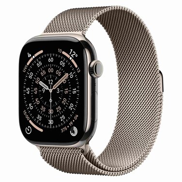 Apple Watch Series 11 46 mm Smartwatch, GPS + Cellular, Natural Titanium Case with Natural Milanese Loop, Medium/Large