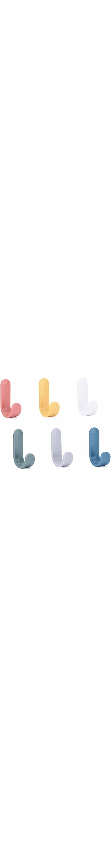 Tazweeq Adhesive Hooks, Utility Wall Key Hooks for Decorative Shelves, Towels, Hats, Shower, Kitchen, Living Room, Office (6 Pcs Mixed Colours)