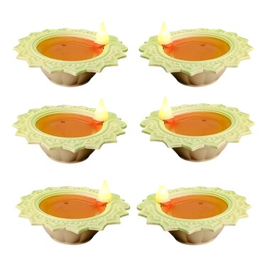 Led Light Lamp Diya, Golden, 6 PCS