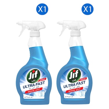 جيف بخاخ لتنظيف زجاج النوافذ فائق السرعة 500 ملل حزمة من 2