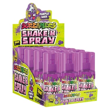 Zed Candy Screamers Shake and Spray Purple Razz Candy Spray with Sour Gumballs, 60ml