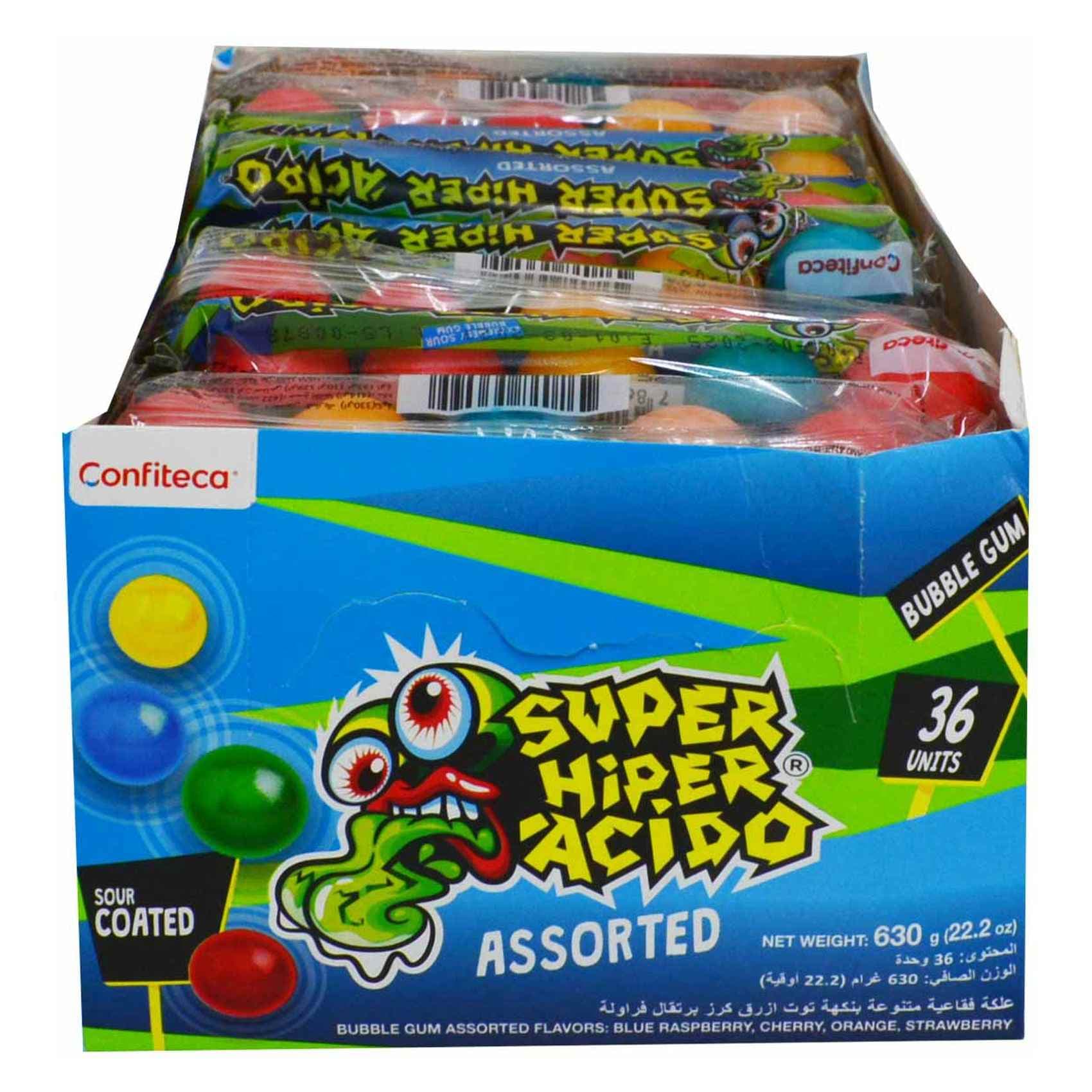 Buy Confiteca Super Hiper Acido Mixed Flavours Bubble Gum, 17.5g Pack ...