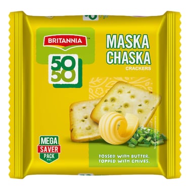 Britannia 50-50 Maska and Chaska Crackers Mega Saver Pack, 62g Pack of 10