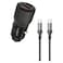 Porodo USB A and USB C Port Car Charger with Type C to C Cable, Grey, 95W