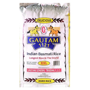 Gautam Basmati Rice XXL 1121, 39kg