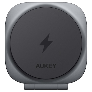 AUKEY MagFusion L Qi2 Foldable 2-in-1 Magnetic Wireless Charging Station, 15W, Grey