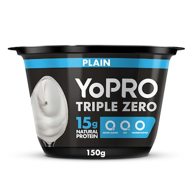 YoPro Protein Yogurt, Triple Zero Plain High Protein Yogurt, Fat Free Milk, 150g