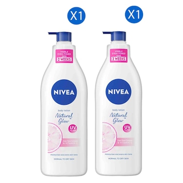 Nivea Natural Glow UV Filter Body Lotion for Normal to Dry Skin, 400ml Pack of 2