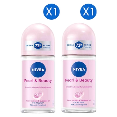Nivea Pearl &amp; Beauty Anti-Perspirant Deodorant Roll-on, 50ml Pack of 2