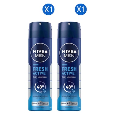 Nivea Men Fresh Active Anti-Bacterial Deodorant Sprayl, 150ml Pack of 2