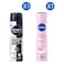 Nivea Men Black &amp; White Invisible Anti-Perspirant Deodorant Spray, Original, 150ml + Pearl &amp; Beauty Anti-Perspirant Deodorant Spray, 150ml