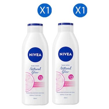 Nivea Natural Glow UV Filter Body Lotion for Normal to Dry Skin, 250ml Pack of 2