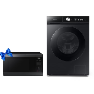 Samsung, 11.5KG Front Load Washer, Black, WW11BB944DGBGU + Samsung Microwave, MG32DG4524AGSG