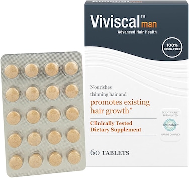Viviscal Man Hair Growth Supplement for Men with Iron, Marine Collagen,  Zinc, Vitamin C, Nourish Thinning Hair and Increase Hair Thickness, Hair Multivitamins for Men - 60 Tablets