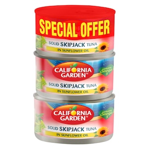 California Garden Solid Skipjack Tuna in Sunflower Oil, 170g Pack of 3