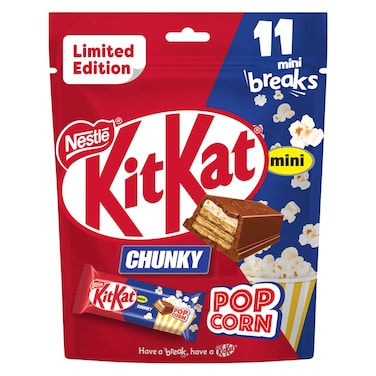 Nestle KitKat Chunky Mini Popcorn Milk Chocolate Wafer Bag, 182.6g