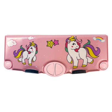 Multifunction Pencil Box with Built-In Compartments and Printed Design, Assorted