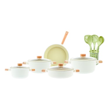 Avci Home Maker, Swiss Crystal 15 Pcs Cooking Set, Beige, Non-Stick