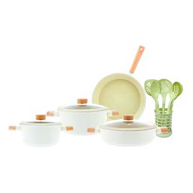 Avci Home Maker, Swiss Crystal 13 Pcs Cooking Set, Beige, Non-Stick