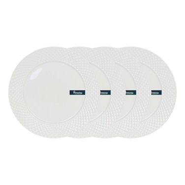 هومبرو إمبيريال، طقم من 4 أطباق عشاء بورسلان، مقاس 26 سم، باللون الأبيض