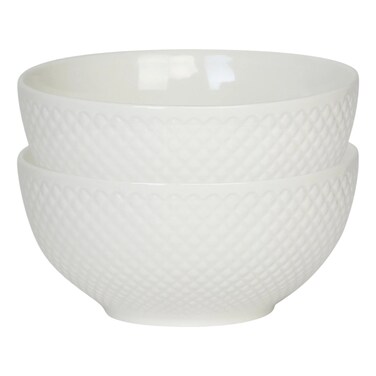 HomePro Premium, 2 Pcs Porcelain Bowl, White, 460ml