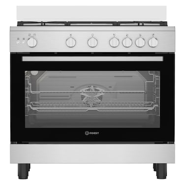 Indesit Cooker RIN9GGF23125X, 90 cm, Cast Iron, Inox, 5 Burners