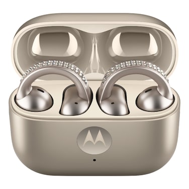 Motorola Moto Buds Loop Swarovski Crystals Studded In-Ear Earbuds with Charging Case, Pantone French Oak