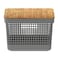 Grid Basket with Bamboo Lid, Grey, 8 L