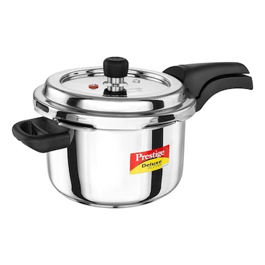 Prestige Stainless Steel Deluxe Alpha Svachh Pressure Cooker, Silver, 4L