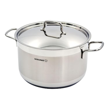 Korkmaz Alfa, Stainless Steel Extra Deep Casserole, Silver, 28cm
