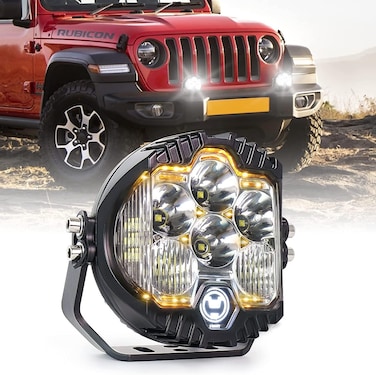 5 Inch Offroad LED Light, Waterproof IP67 Flood Driving Light Spot Flood Combo Light with Amber DRL for Car Truck Tractor 4x4 SUV ATV Boat Pack of 1
