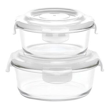 Borosil, Round Klip-Store Food Container Set, Transparent