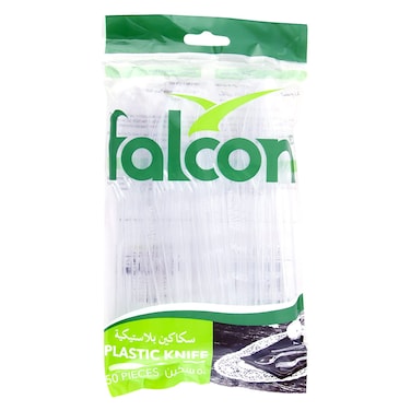 Falcon, 50 Pcs Plastic Knife, Clear