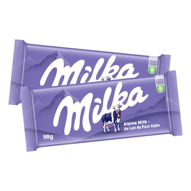 Milka Alpine Milk Chocolate Bar, 98g Pack of 2
